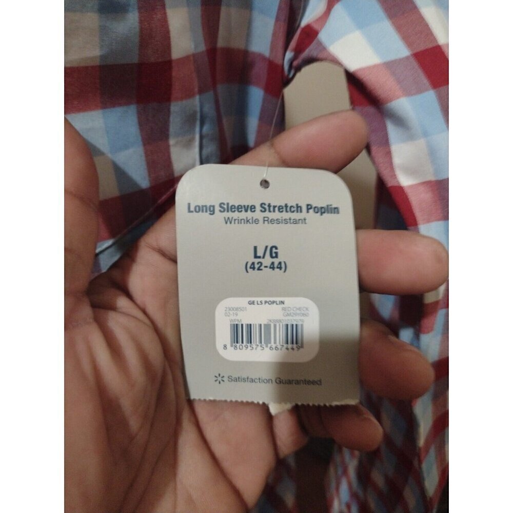 Men's George Classic Fit Wrinkle Resistant Poplin Shirt Multicolor Large (42-44) - Picture 5 of 12